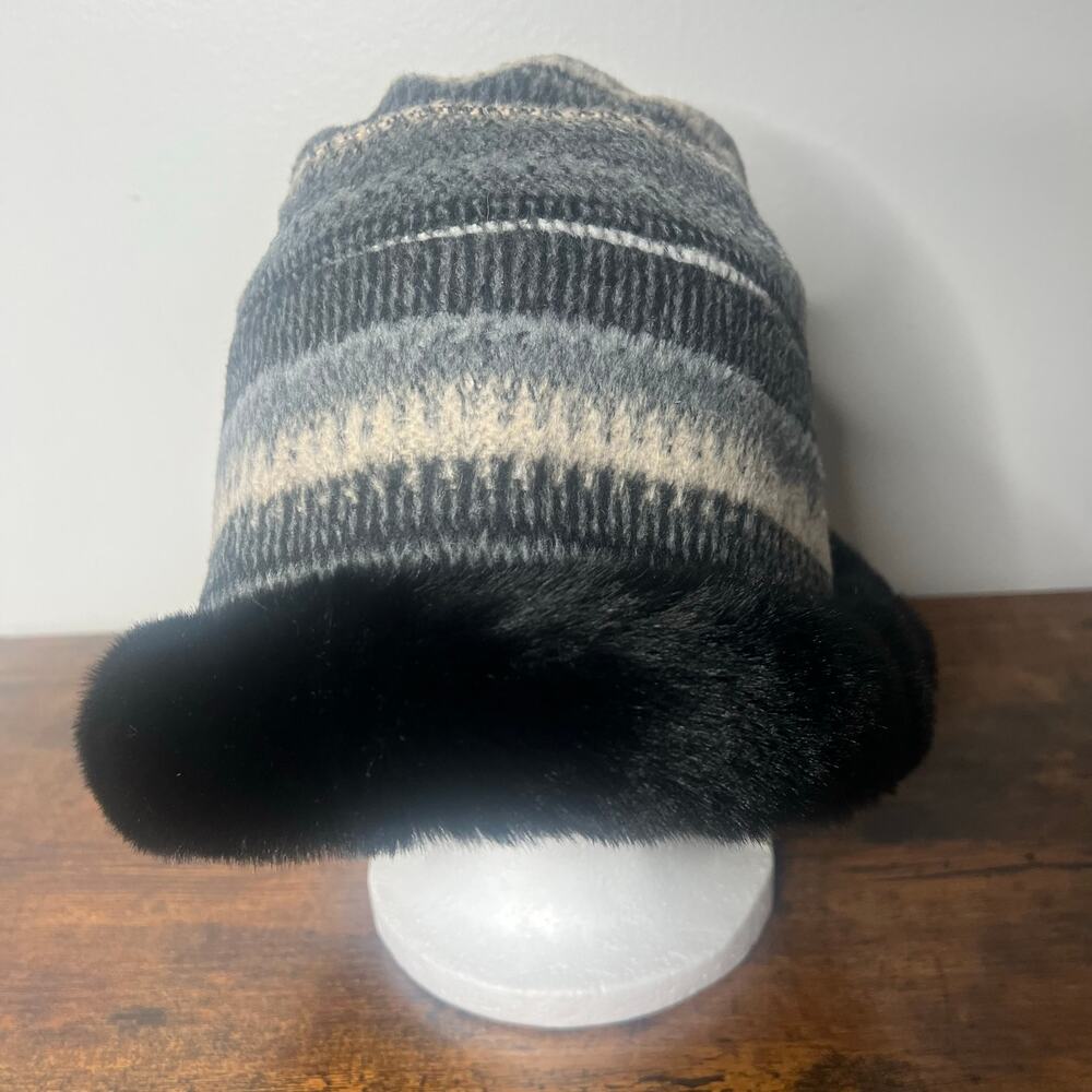 Women's Winter Hat Faux Fur Bucket Canada Old Money Mob Wife Reversible One Size